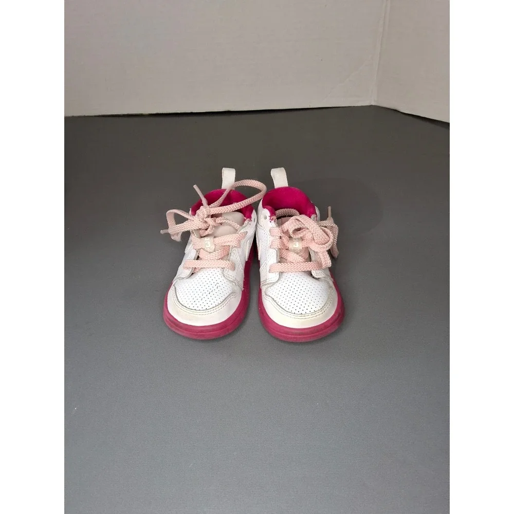 Jordan 1 Mid Toddler White Pink Fuchsia Sneakers 554725-107 Size 4C